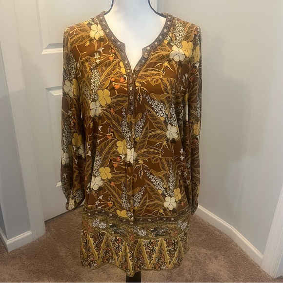 SPELL AND THE GYPSY BIANCA TUNIC DRESS IN EARTH XS. - Picture 3 of 10